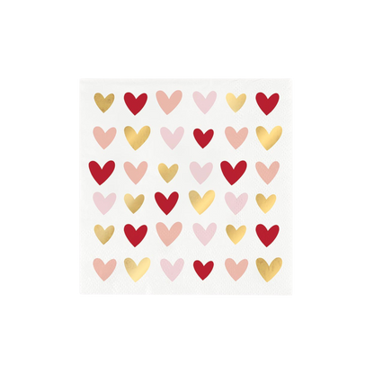 Hearts Foil Napkins - Set of 20