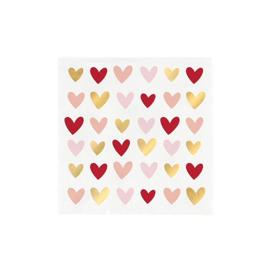 Hearts Foil Napkins - Set of 20