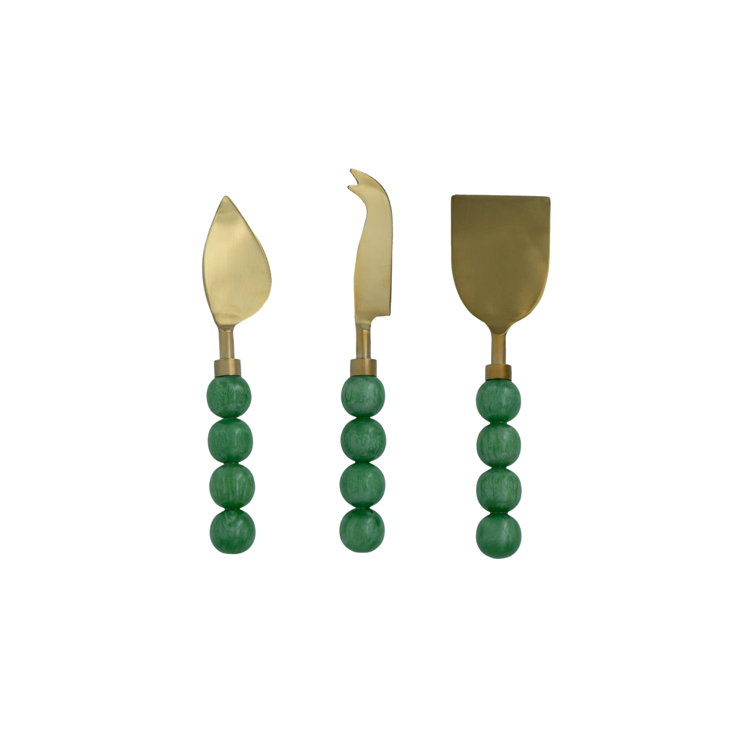 Hyaline Bubble Cheese Knives Set of Three - Green