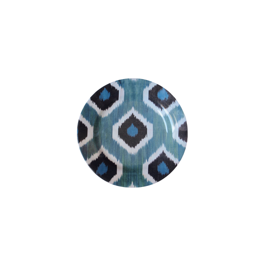 Ikat Ceramic Salad Plate in Blue Grey