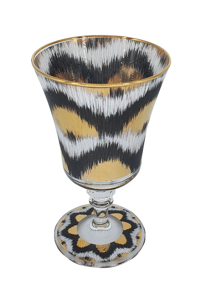 Ikat Goblet in Black and Gold - Set of 4