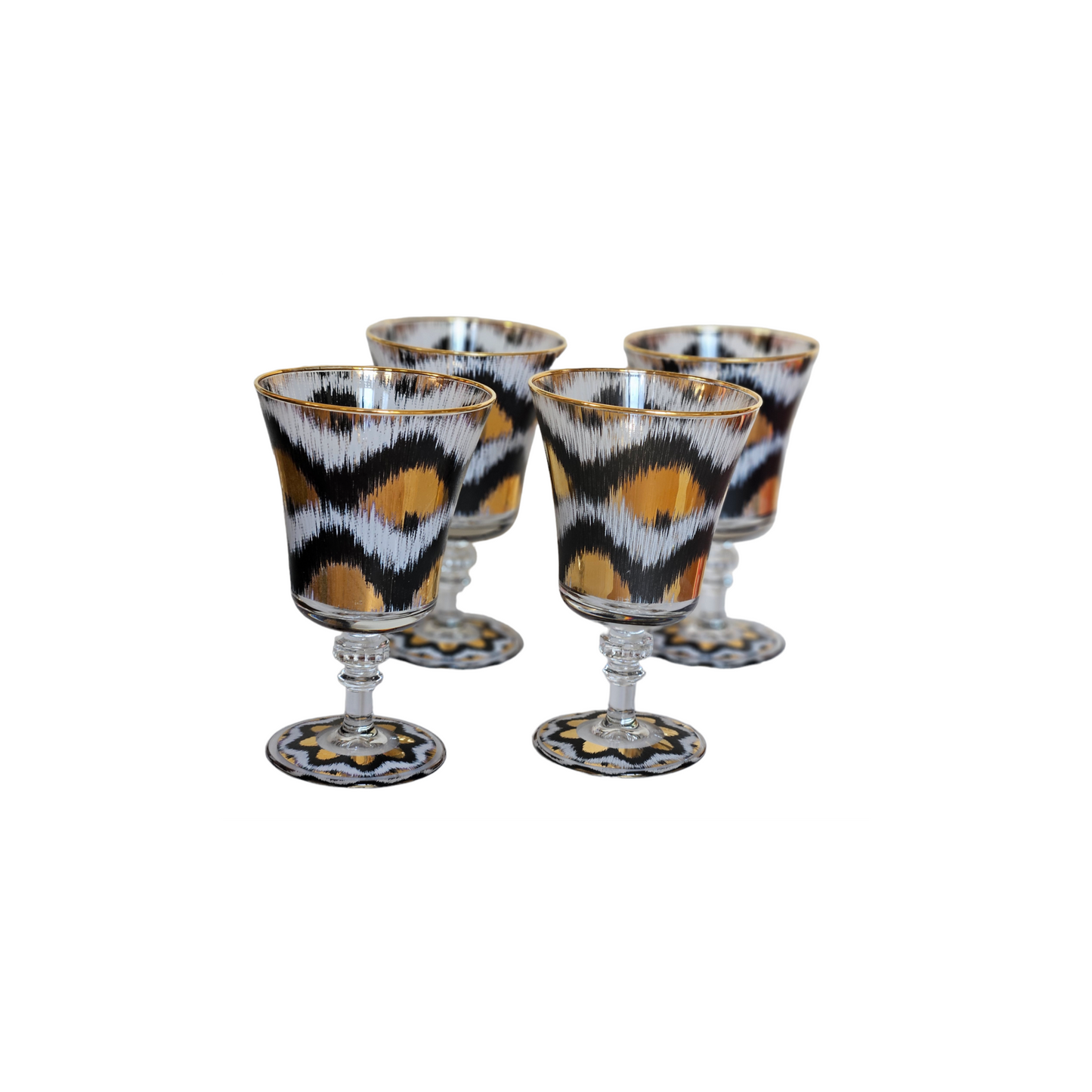 Ikat Goblet in Black and Gold - Set of 4