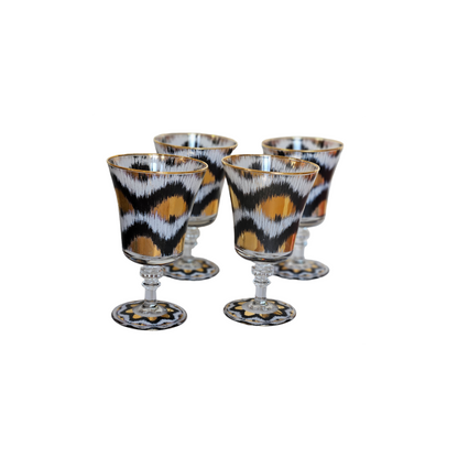 Ikat Goblet in Black and Gold - Set of 4