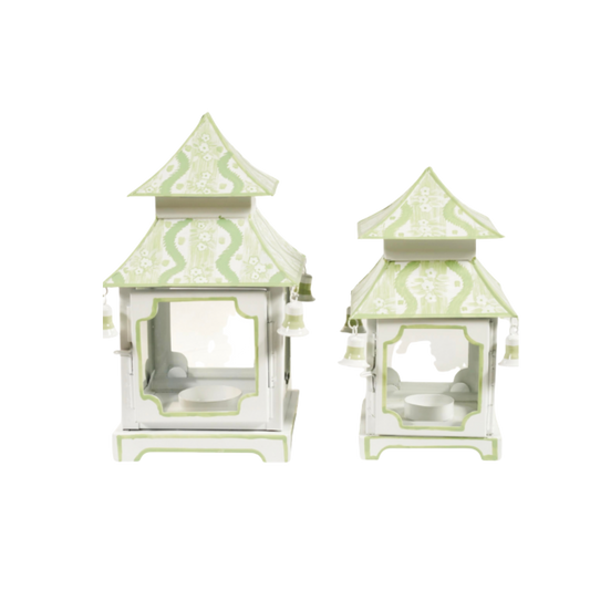 Ikat Spring Green Trellis Pagoda Lantern