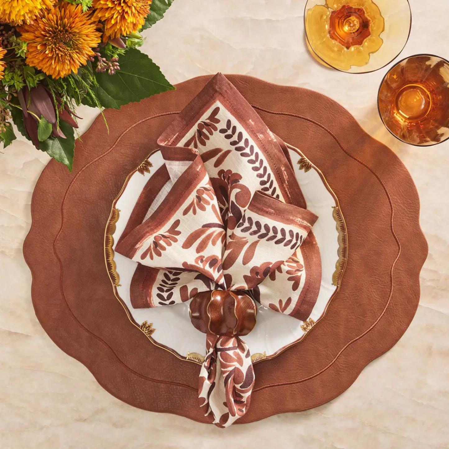 Brown & Gold Twist Napkin Rings - Set of 4