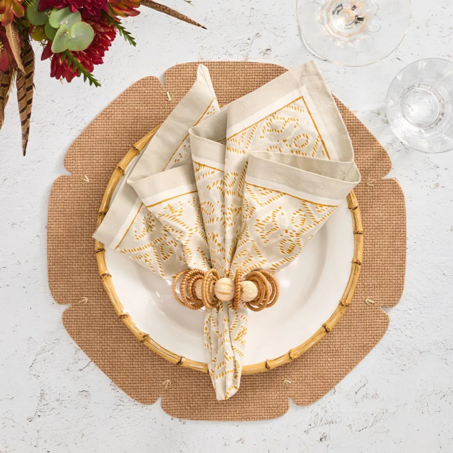Set of 4 Divot Placemats - Tan