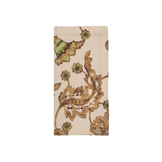 Set of 4 Paisley Vine Napkins - Beige/Multi