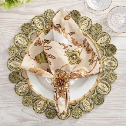 Set of 4 Paisley Vine Napkins - Beige/Multi