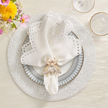 Tapestry Napkin in White - Set of 4