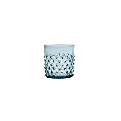 Misty Blue Hobnail Whiskey Glasses - Set of 4