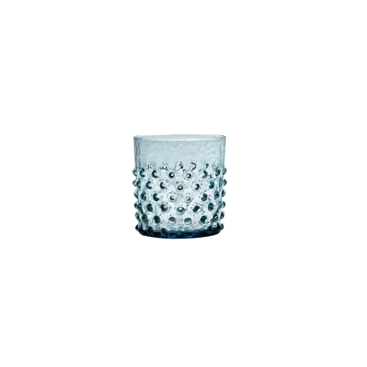 Misty Blue Hobnail Whiskey Glasses - Set of 4