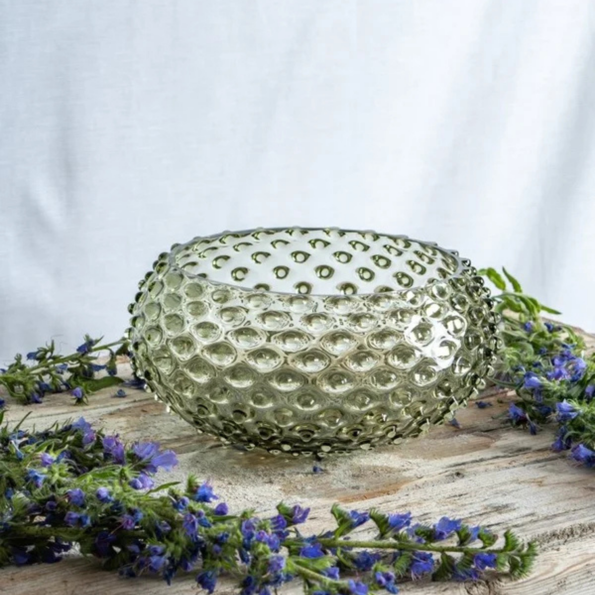 Olive Green Hobnail Bowl