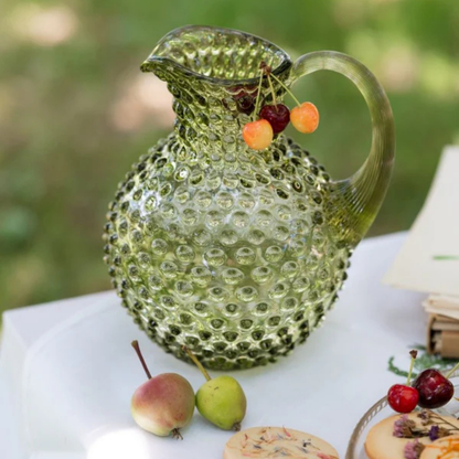 Olive Green Hobnail Jug