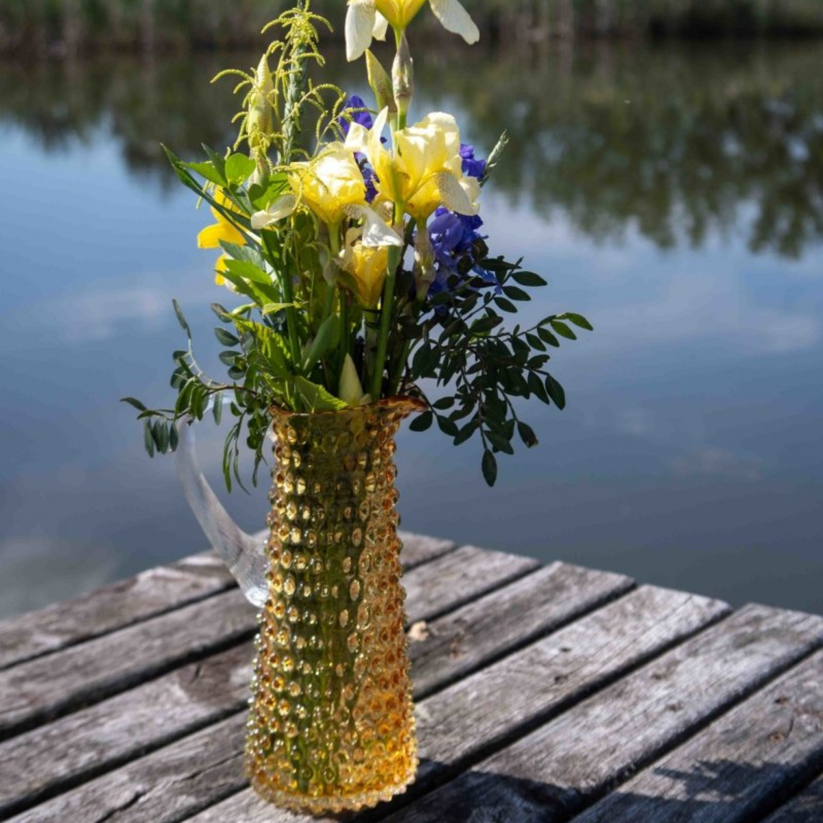 Underlay Amber Hobnail Pitcher