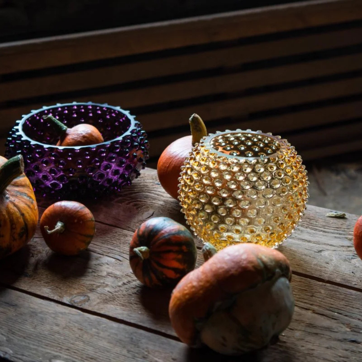 Underlay Amber Hobnail Round Vase