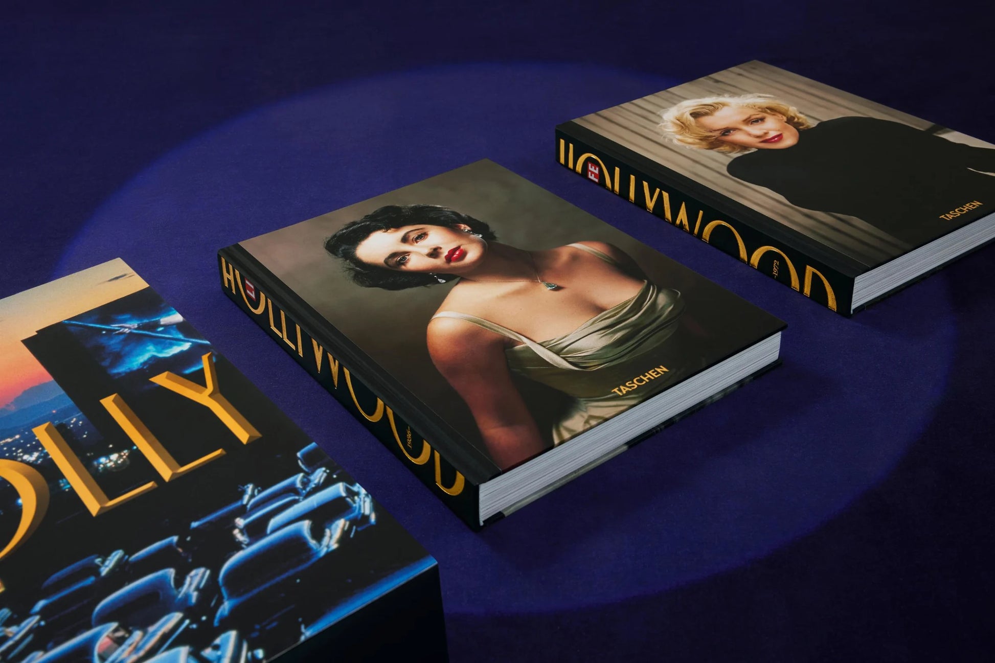 Hardcover two-volume set from LIFE magazine featuring images from the golden age of Hollywood (1936-1972), showcasing stars, Oscar nights, and glamorous parties, in a slipcase measuring 10.4 x 14.2 inches. 708 pages.