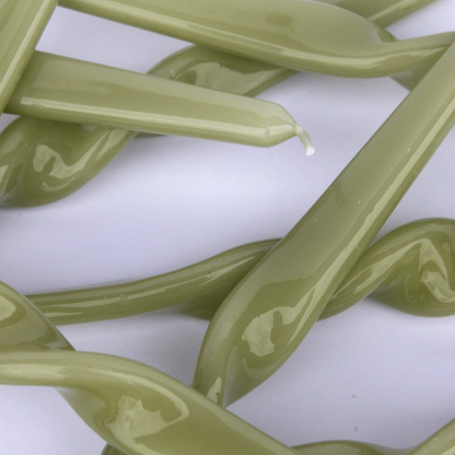 Pack of 3 Twist Taper Candles - Leaf Green