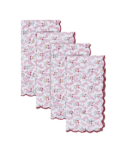 Little Flower Napkins in Maroon Set of 4