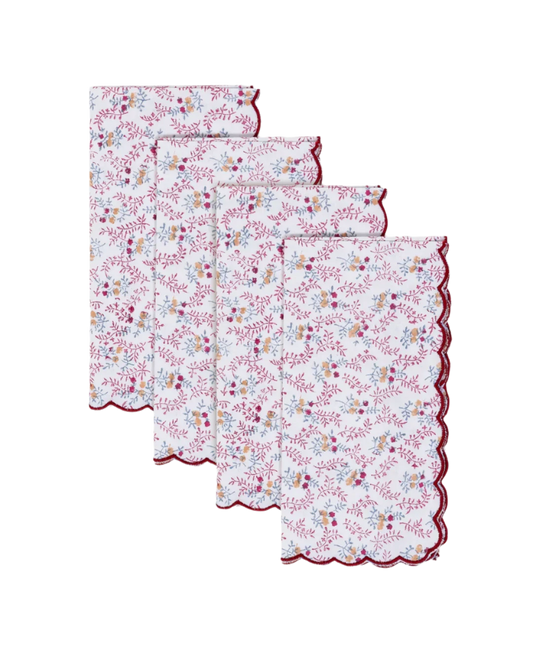 Little Flower Napkins in Maroon Set of 4