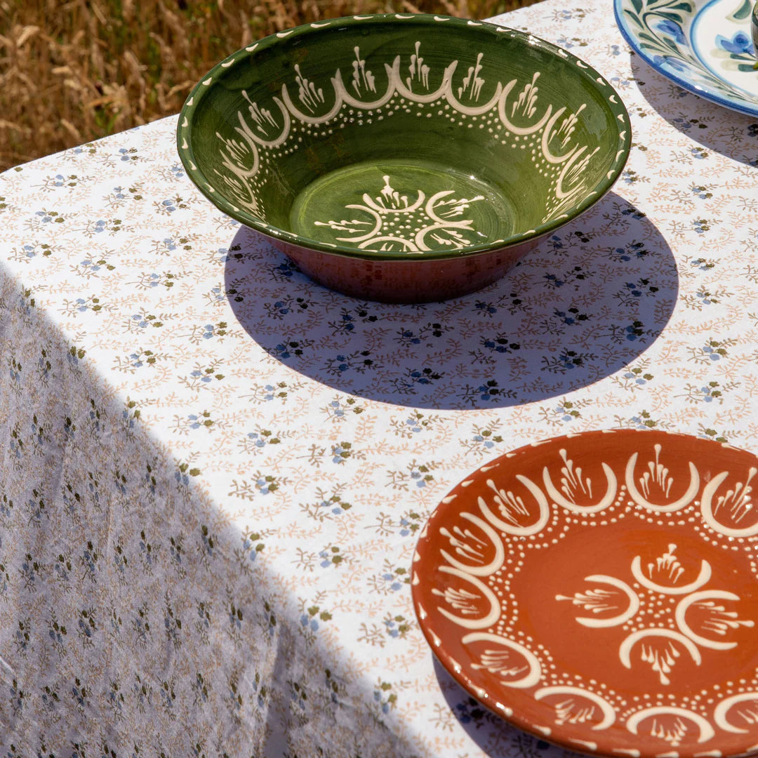 Little Flower Rectangular Tablecloth in Green