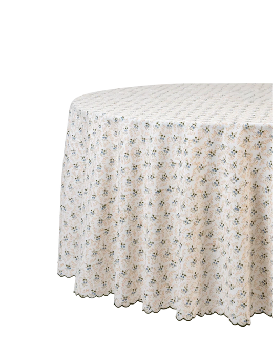 Little Flower Round Tablecloth in Green