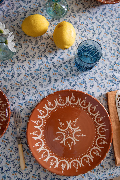 Little Flower Round Tablecloth in Blue