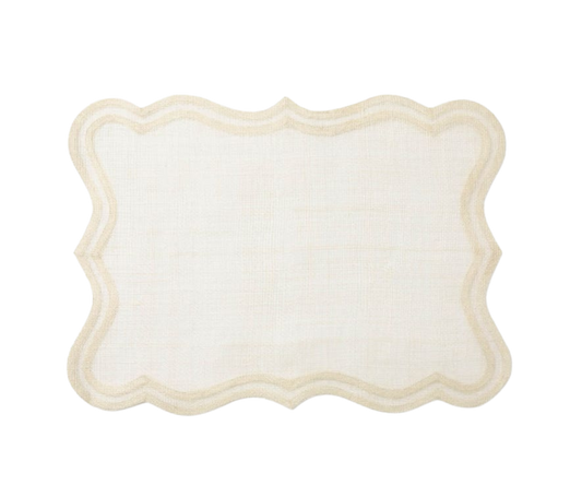 Lorisa Natural Placemat Set of 4 made from abaca fibers with reinforced edges for durability and sophistication, perfect for elegant table settings. Easy to clean and beautifully crafted.