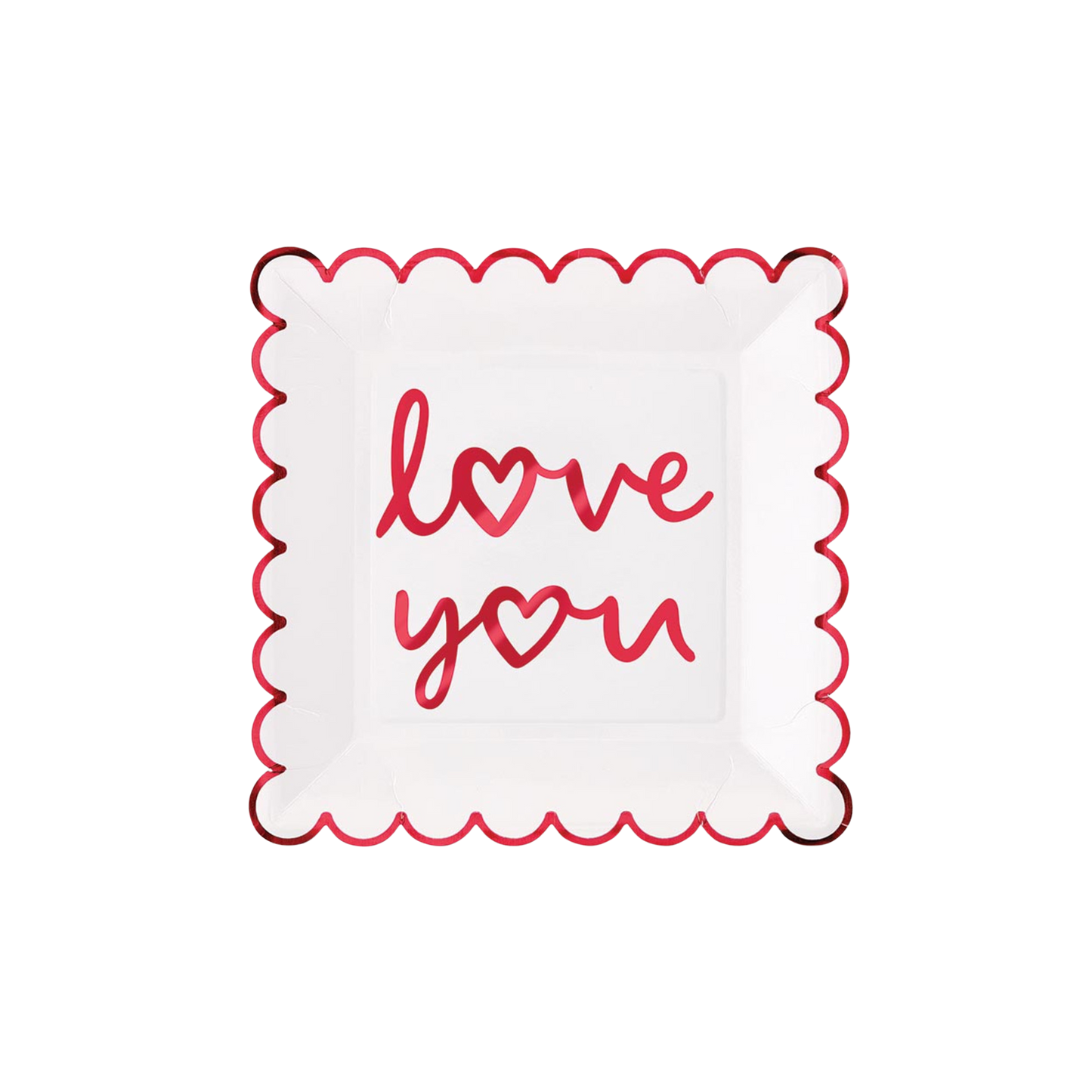 Love You Foil Scalloped Plates - Set of 8