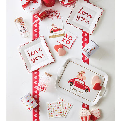 Love You Foil Scalloped Plates - Set of 8