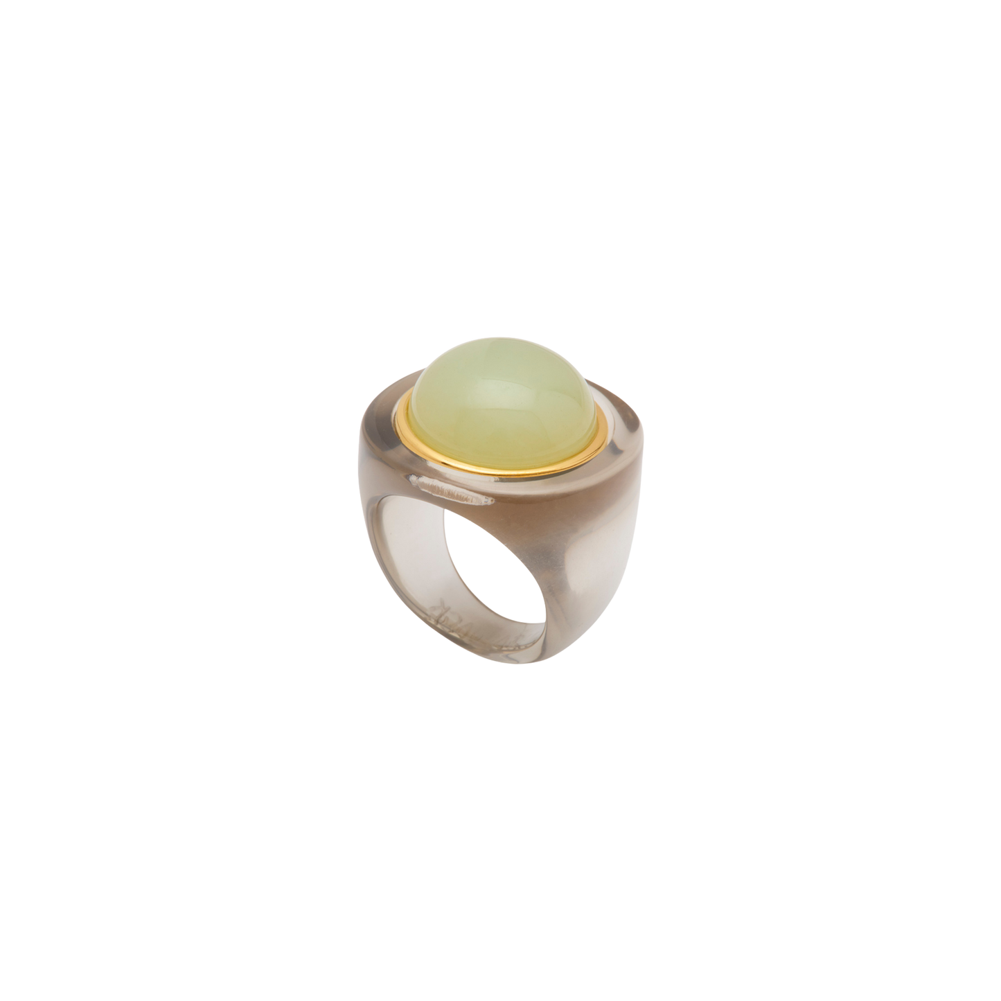 Deep Grey Resin Dome Ring - Aquamarine Quartz