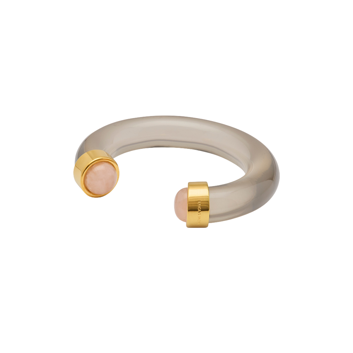 Deep Grey Resin Open Cuff Bangle – Pink Crystal