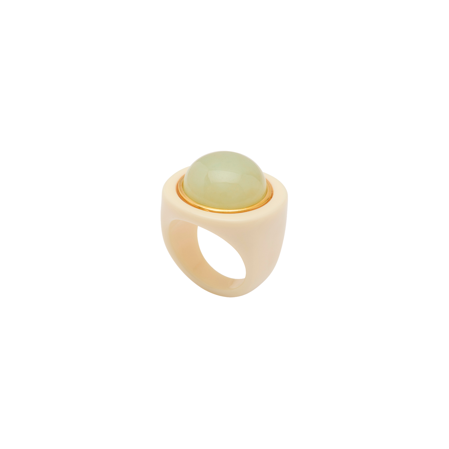 Ivory Resin Dome Ring - Aquamarine Quartz