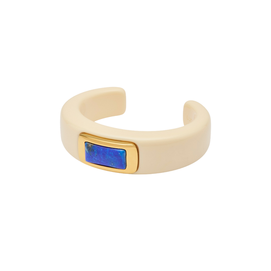 Ivory Resin Frame Cuff Bangle – Lapis Lazuli