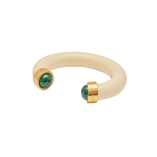 Ivory Resin Open Cuff Bangle – Malachite