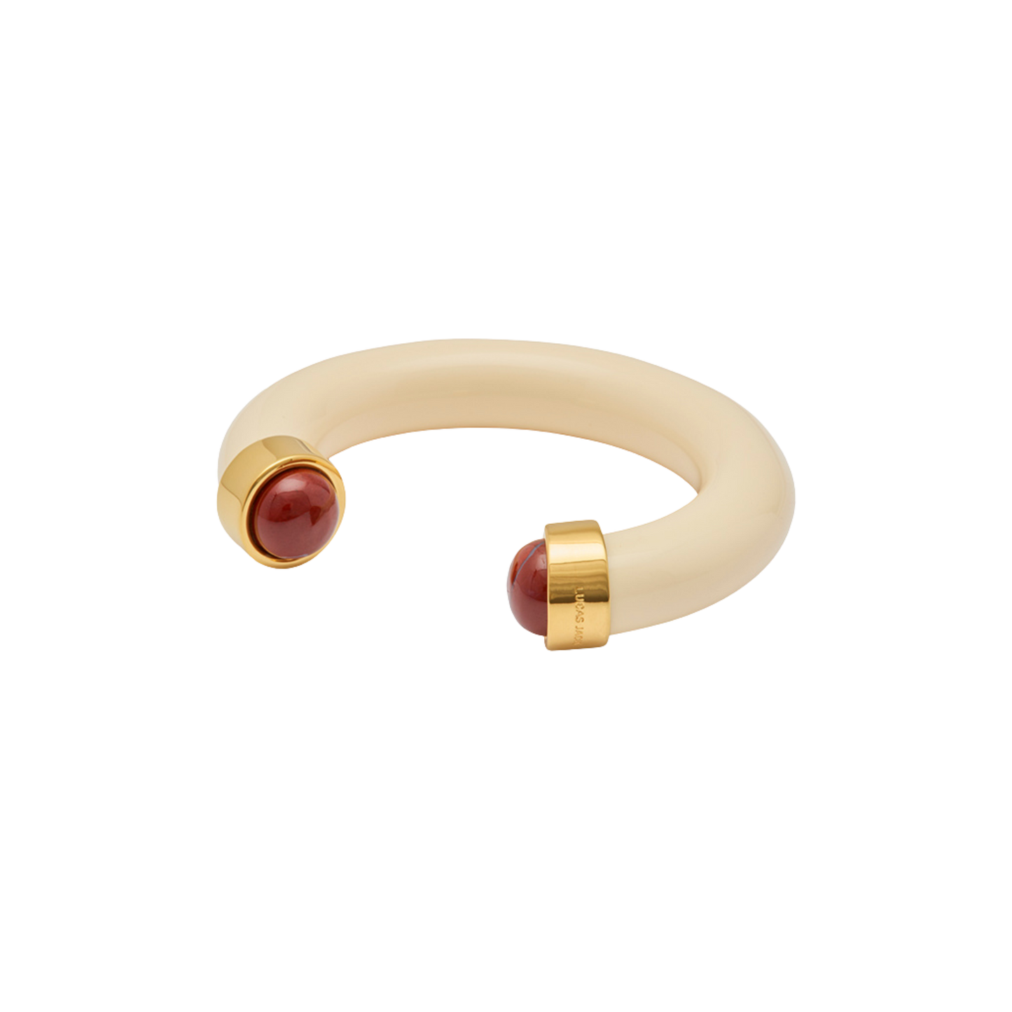 Ivory Resin Open Cuff Bangle – Red Stone