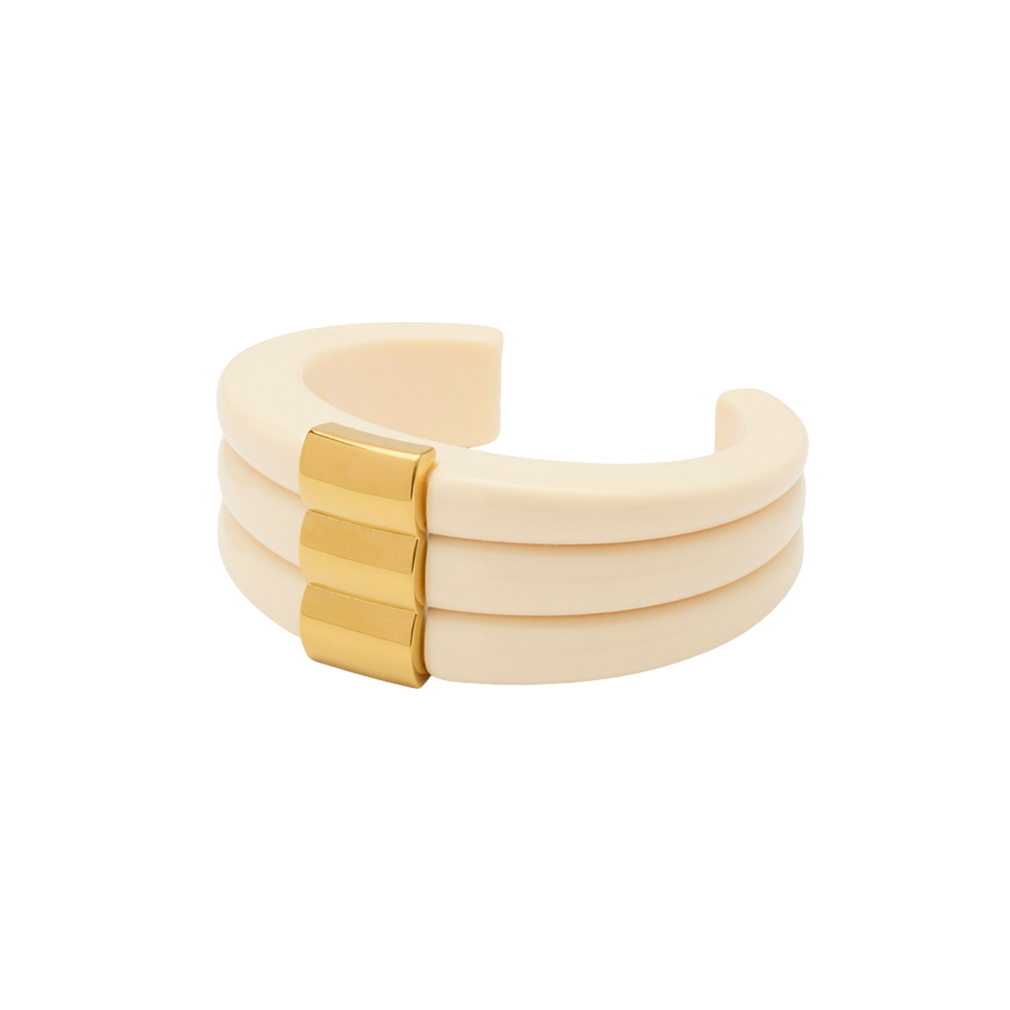 Ivory Resin Ribbed Cuff Bangle