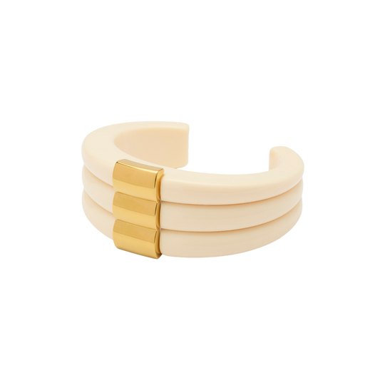 Ivory Resin Ribbed Cuff Bangle