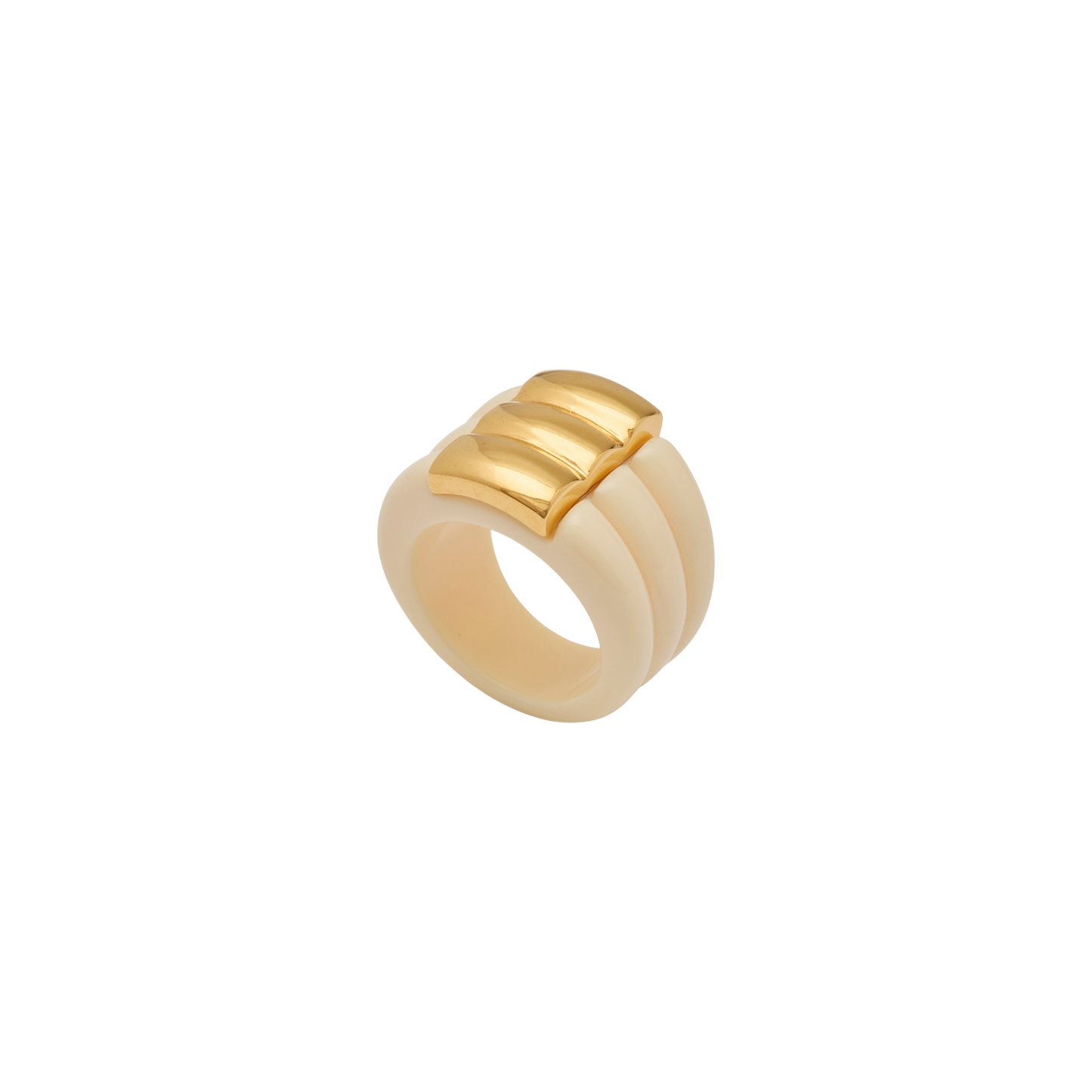 Ivory Resin Ribbed Ring