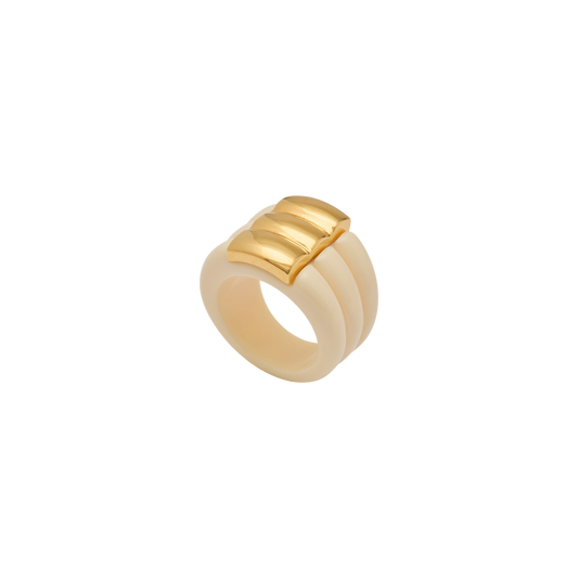 Ivory Resin Ribbed Ring