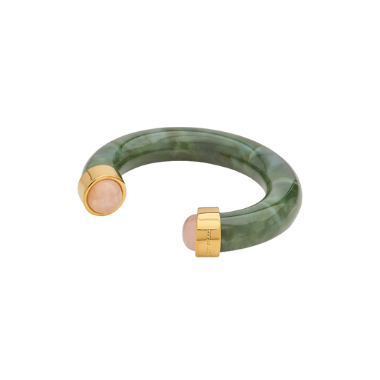 Jade Resin Open Cuff Bangle – Pink Crystal