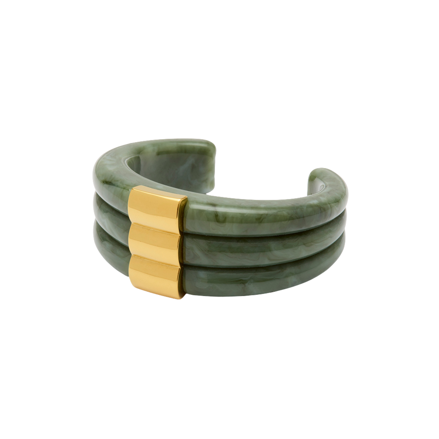 Jade Resin Ribbed Cuff Bangle