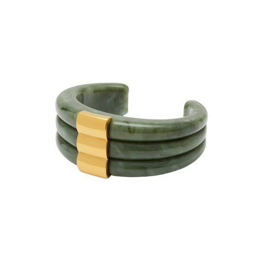 Jade Resin Ribbed Cuff Bangle