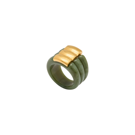 Jade Resin Ribbed Ring