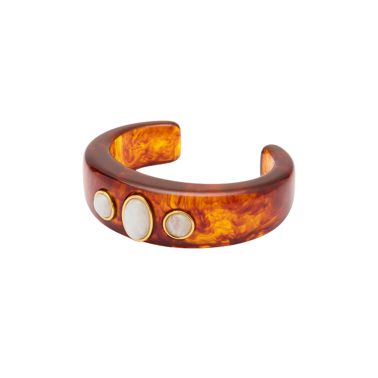 Tortoise Shell Resin Trio Cuff - Moonstone