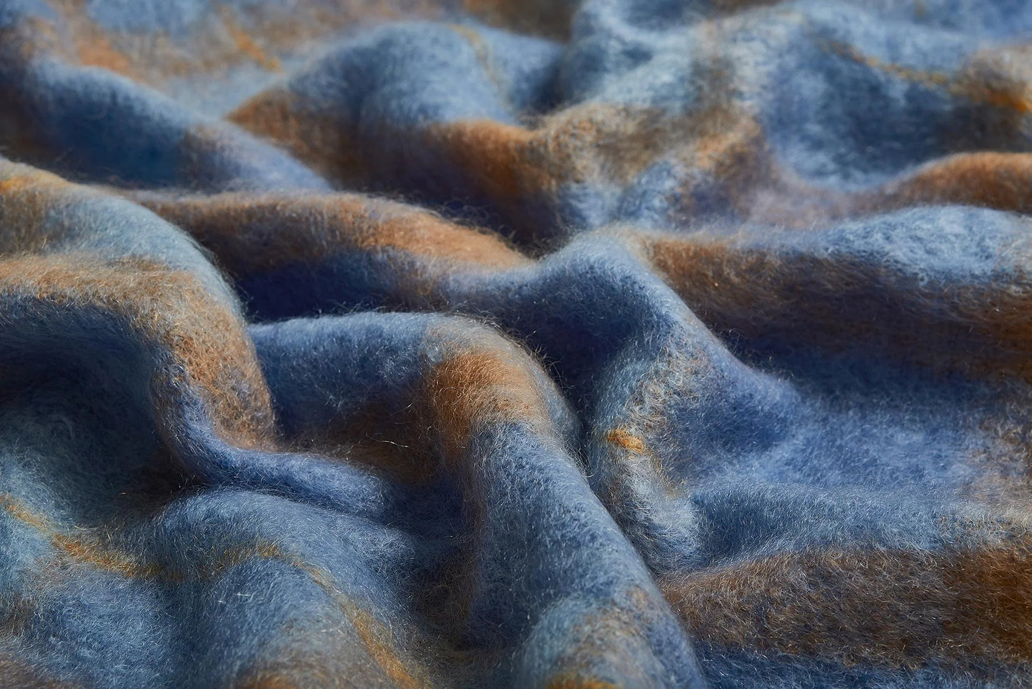Plaid Drumin Mohair Throw Blanket - Bluebird