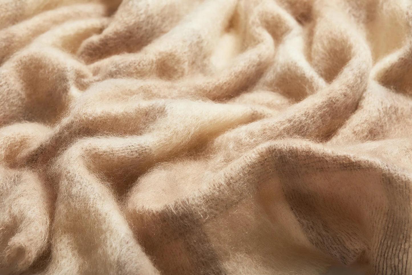 Plaid Drumin Mohair Throw Blanket - Fawn