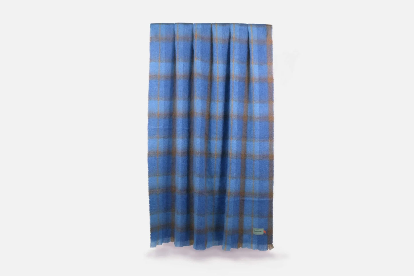 Plaid Drumin Mohair Throw Blanket - Bluebird