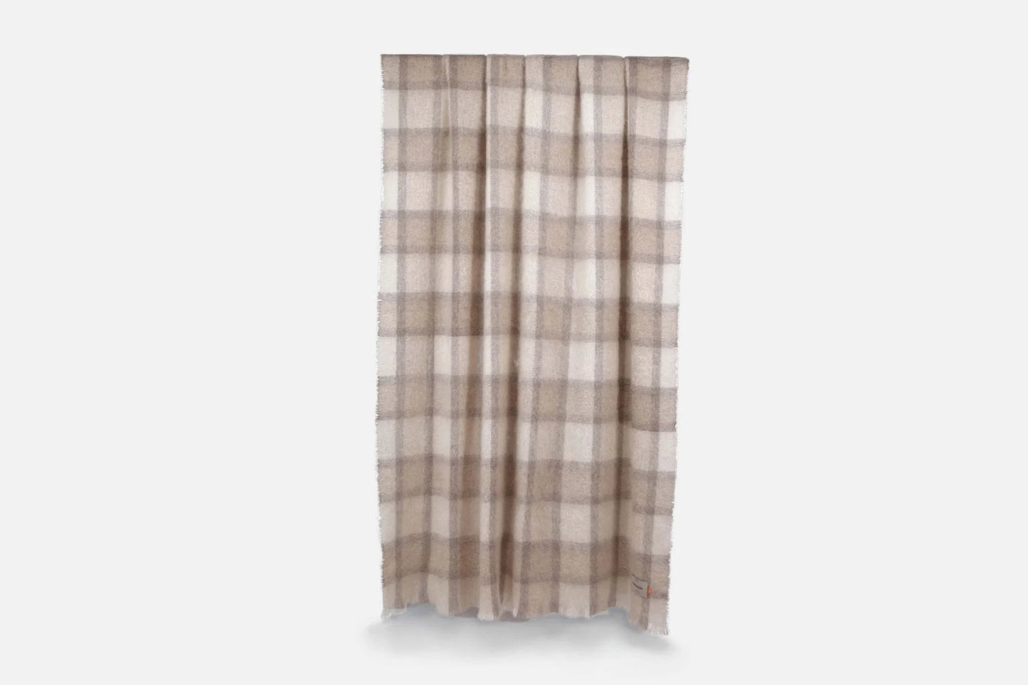 Plaid Drumin Mohair Throw Blanket - Fawn