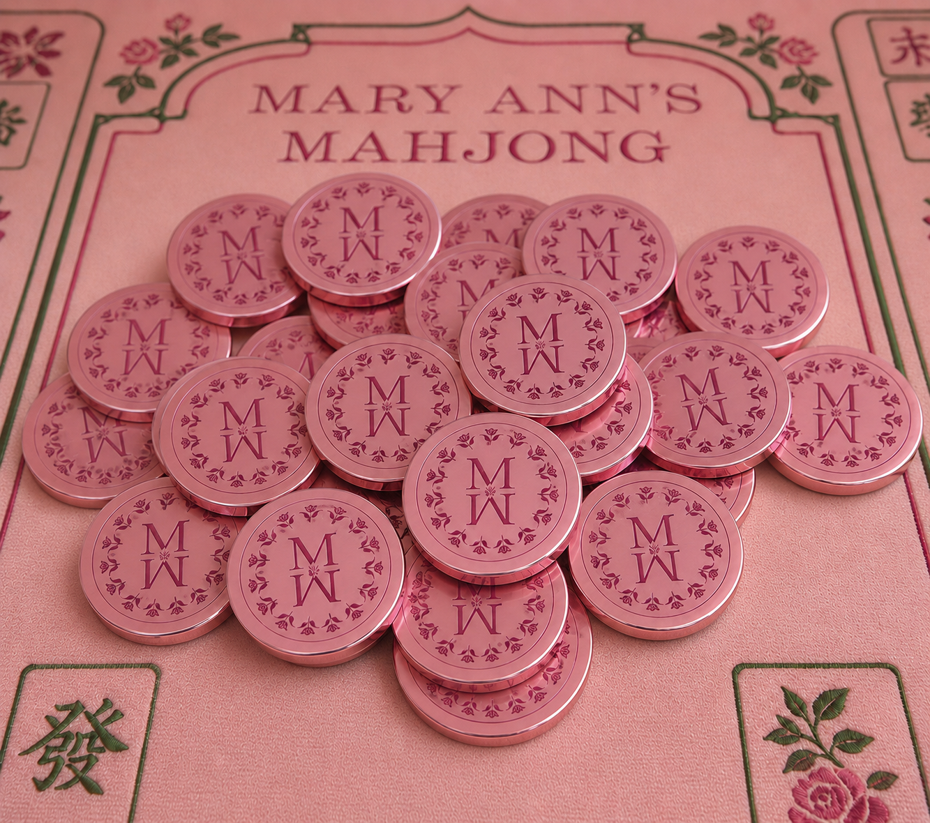 Custom Mahjong Tokens at Hosted by Kelly Gaudreau