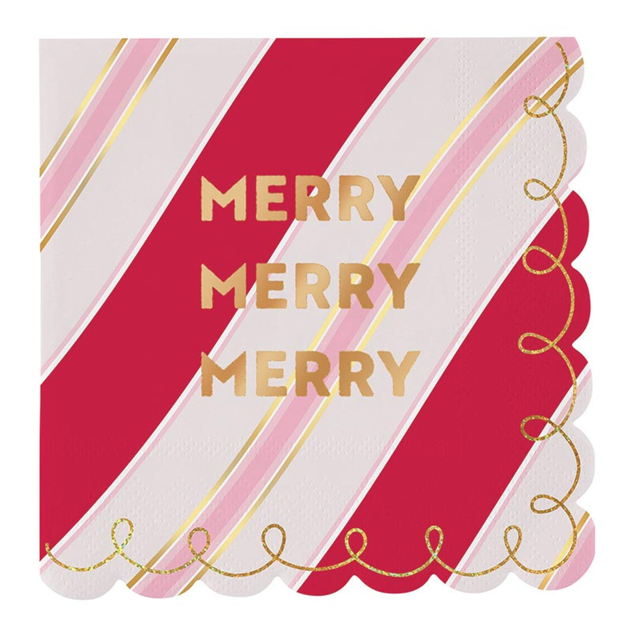 Merry Foil Scalloped Napkins - Set of 20